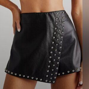 FREE PEOPLE Vegan Leather EMMY Mini Studded Skort